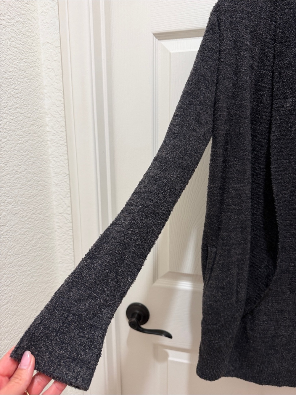 Barefoot Dreams Dark Charcoal Open-Front Cozy Chic Lite Knit Cardigan - XS/S - Picture 4 of 8
